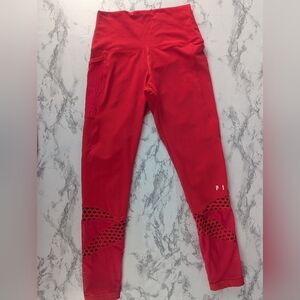 PINK Ultimate Size XS Leggings With Lattice And Jumbo Mesh Red